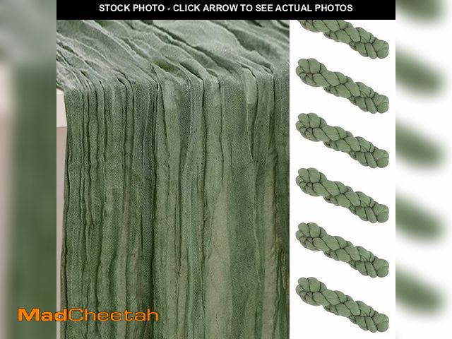 Lot 74-14143997 - 6 Pack Sage Green Cheesecloth Table Runner 35x120 Inch 10Ft Rustic Gauze Cheese Cloth Table Runner S...