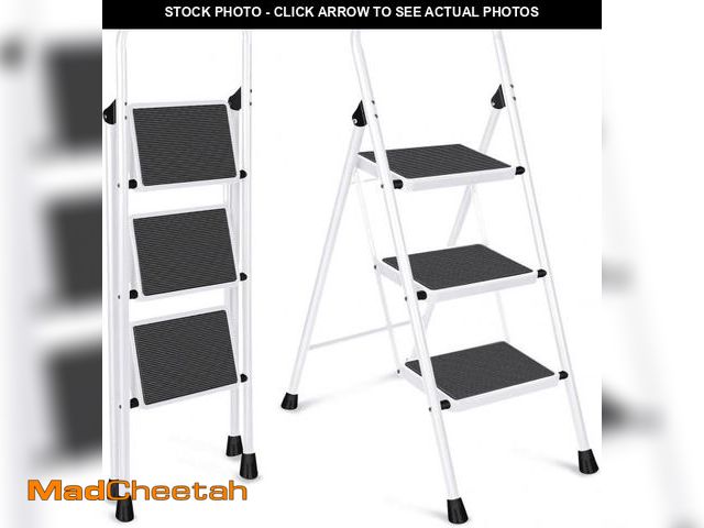 Lot 74-12144045 - 3 Step Ladder  VQJTCVLY Folding Step Stool with Wide Anti-Slip Pedal  330lbs Sturdy Steel Ladder  Co...