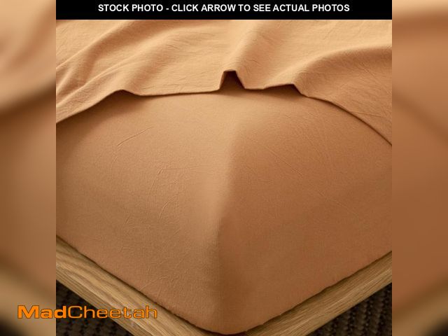 Lot 74-12050941 - MooMee Fitted Bottom Sheet Only 100% Washed Cotton Linen Like Textured Breathable Durable Soft Comfy...