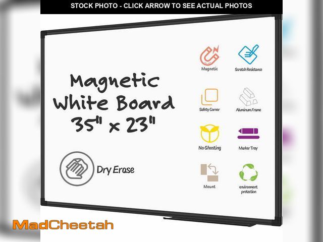 Lot 74-14311465 - AGCAN Dry Erase Board 23" x 35" Magnetic Whiteboard 3'x2' Dry White Marker Board Black Aluminum Fram...