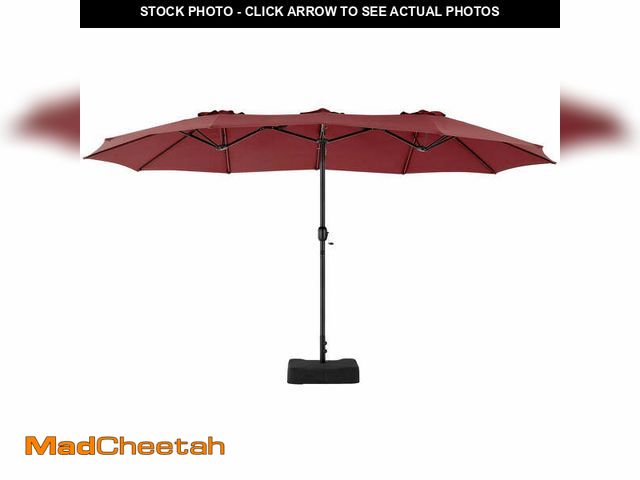 Lot 74-13775303 - edx 15ft Patio Umbrellas (Base Included), Large Outdoor Double-Sided Rectangle Market Umbrella with ...