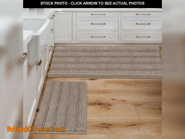 Lot 74-12701334 - H.VERSAILTEX 2 Piece Bathroom Set - Super Absorbent Chenille Striped Bath Mats, Non Skid, Machine Wa...