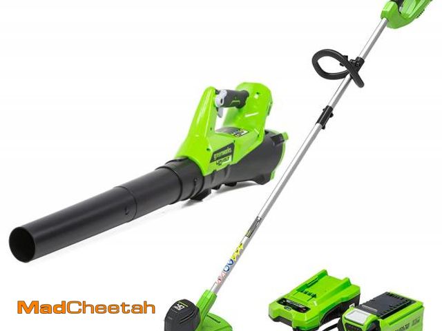 Lot 74-12160211 - Greenworks 40V Lawn Care Combo Kit, Trimmer &amp; Blower for Edging &amp; Leaf Cleanup, 2.0Ah Batter...