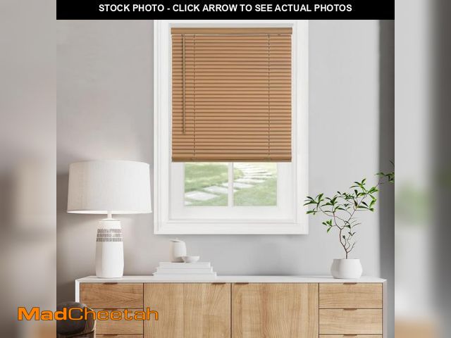 Lot 74-12399639 - Cordless Light Filtering Mini Blind - 36 Inch Width, 72 Inch Length, 1" Slat Size - Woodtone - Cordl...