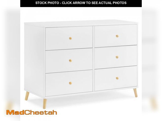 Lot 74-12156489 - Delta Children Essex 6 Drawer Dresser, Bianca White/Natural - UNUSED
