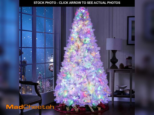 Lot 74-13045923 - Yexmas Pre-Lit Artificial Christmas Tree,6ft White Christmas Tree with 300 Warm White &amp; Multicol...