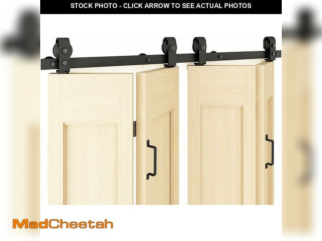 Lot 74-13696486 - DIYHD 84" Bi-Fold Sliding Barn Door Hardware for 4 Doors,Fit Max Door Width 80",Smooth and Quietly T...