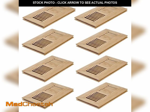Lot 74-14063906 - Razo 8 Pcs Pack White Oak Wood Floor Register, Flush Mount Vent with Damper, 4x10 Inch (Duct Opening...