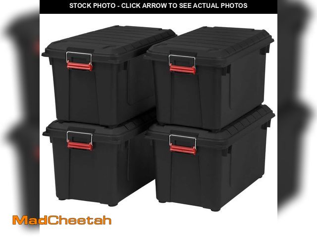 Lot 74-12586107 - IRIS 21 gal. Heavy-Duty Stackable Storage Tote (Set of 4) - UNUSED