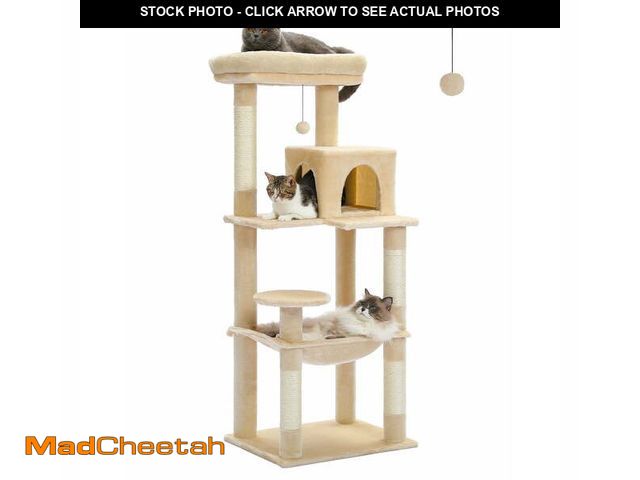 Lot 74-14587592 - PAWZ Road Cat Tree 56" Sisal Scratching Posts Tower with Large Perch Hammock for All Indoor Cats,Upg...