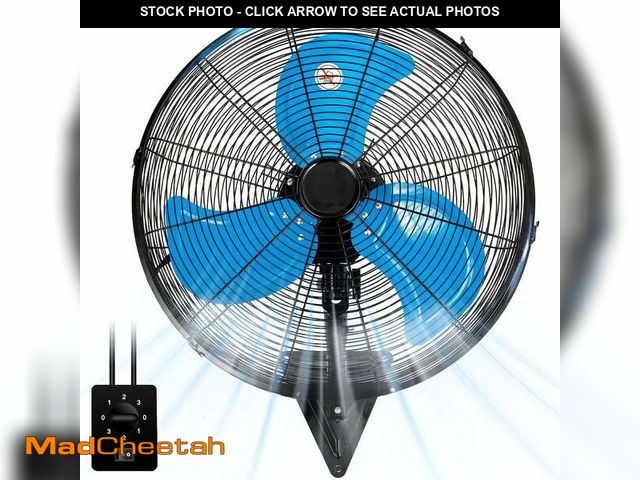 Lot 74-12670445 - Wall Mount Fan 7000 CFM High Velocity Industrial 22 Inch Heavy Duty Fan with 3-Speed Oscillating Com...