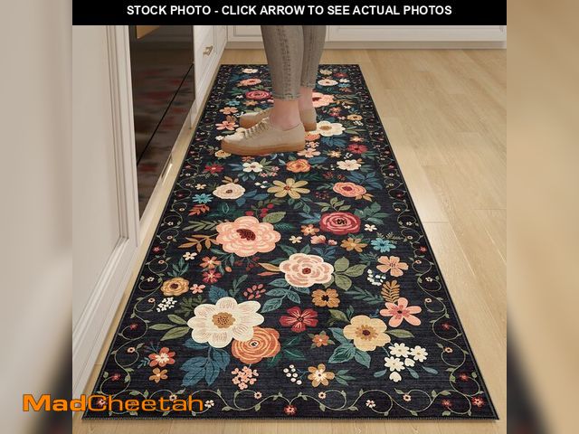 Lot 74-14333379 - DUKINO Runner Rug, 2.6x8 Kitchen Rugs for Hallway with Non Slip Backing, Washable Low Pile Soft Boho...