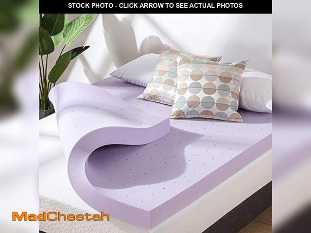Lot 74-12396833 - Mellow 4 Inch Ventilated Memory Foam Mattress Topper, Soothing Lavender Infusion, CertiPUR-US Certif...