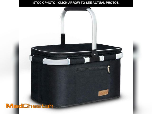 Lot 74-12309453 - LIQING 35L Large Picnic Basket 2 Layers of Internal Pockets Leak-Proof and Insulated Folding, Intern...