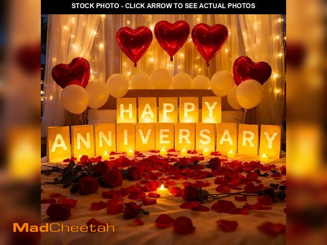Lot 74-14212341 - Peledic Happy Anniversary Light Up Letters, Include Light up Letters, with Tea Lights Candles, Latex...