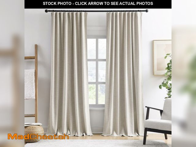 Lot 74-12700488 - Extra Wide Curtains 96 Inch Long 2 Panels,Floor to Ceiling Boho Noise Reduction Window Burlap Track ...