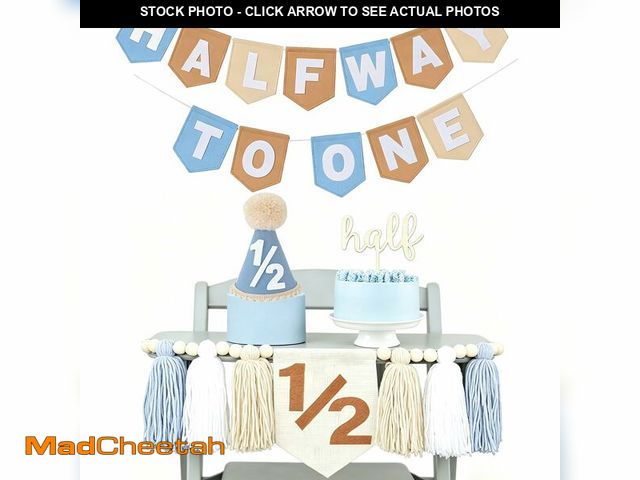 Lot 74-14209351 - Half Birthday Decorations For Boys -Half Way To One Baby Boy Decorations With 6 Months Birthday Bann...
