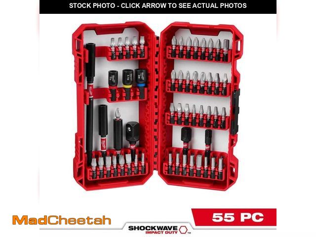 Lot 74-13039150 - Milwaukee SHOCKWAVE Impact Duty Alloy Steel Screw Driver Bit Set with PACKOUT Accessory Case (55-Pie...