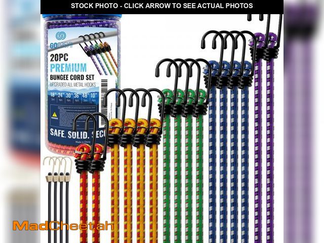 Lot 74-12387152 - GOEASY0312 Premium Bungee Cords Heavy Duty - 20 pcs Bungee Cords with Hooks in A Storage Jar Include...