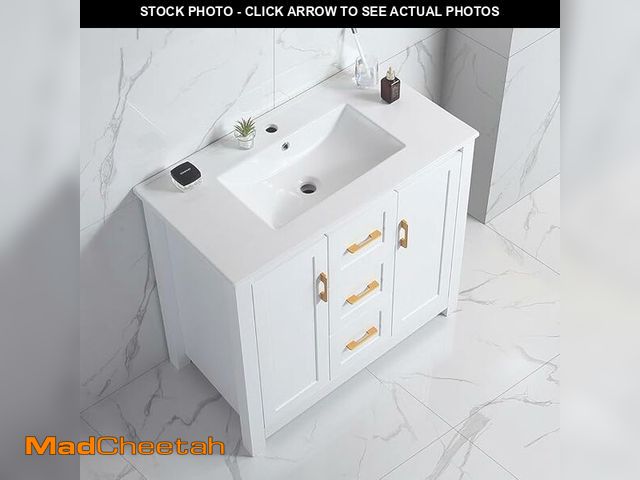 Lot 74-12640472 - Yozma 36 Inches White Bathroom Vanity, 2 Doors &amp; 2 Drawers, Soft-Closing Combo Cabinet, Multifun...