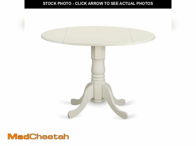 Lot 74-14611265 - (TABLE TOP ONLY) East West Furniture DLT-WHI-T Dining Room Table - a Round Top with 2 Drops Leaf  42...