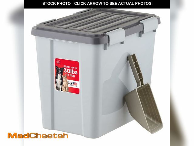 Lot 74-13069414 - IRIS USA Stackable Dog Food Storage Container with 2 Cup Scoop, 4 Secure Latches, Fits up to 30 lbs,...
