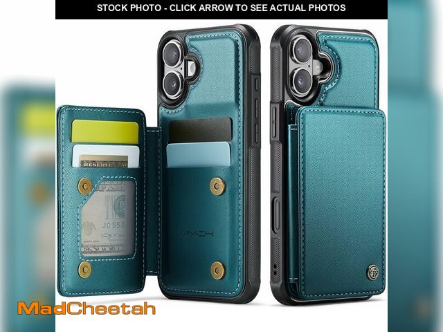 Lot 74-12679095 - Vinich for iPhone 16 6.1" Wallet Case with Card Holder, RFID Blocking Credit Slots Kickstand Shockpr...