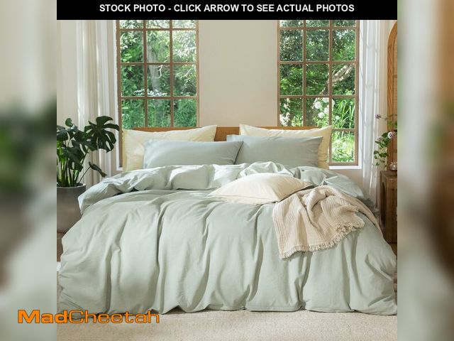 Lot 74-14150575 - MooMee Bedding Duvet Cover Set 100% Washed Cotton Linen Like Textured Breathable Durable Soft Comfy ...