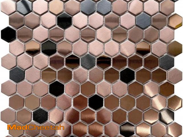 Lot 74-12324331 - Blujellyfish Hexagon Stainless Steel Brushed Mosaic Tile Bronze Copper Color Black Bathroom Kitchen ...