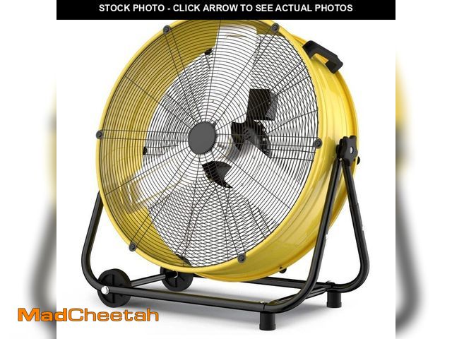 Lot 74-14254473 - Fjordlyn 24 in. High Velocity Industrial Drum Fan, 3-Speed Heavy Duty Metal Floor Fan, High-Visibili...