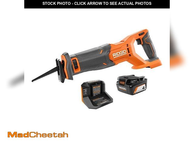 Lot 74-14560818 - RIDGID 18V Cordless Reciprocating Saw Kit with 4.0 Ah Battery and Charger R8646K - USED
