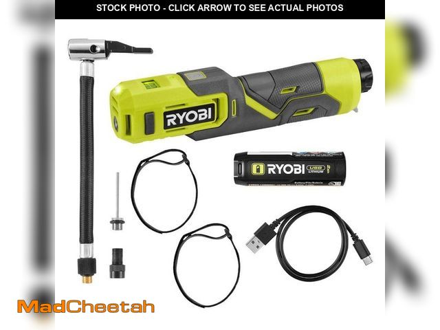 Lot 74-12465416 - RYOBI USB Lithium Cordless Bike and Ball Pump Inflator Kit with 2.0 Ah USB Lithium Battery and Charg...