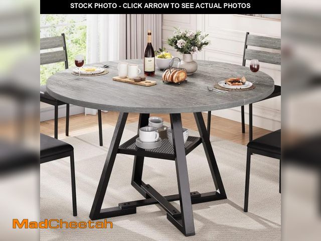 Lot 74-12164125 - (MISSING HARDWARE) Jocoevol Round Dining Table for 4,Kitchen Dining Room Circle Dinner Pedestal Tabl...