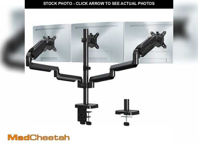 Lot 74-14270295 - MOUNT PRO Triple Monitor Mount, 3 Monitor Desk Mount for Three Screens up to 32 Inch, Full Motion Ga...