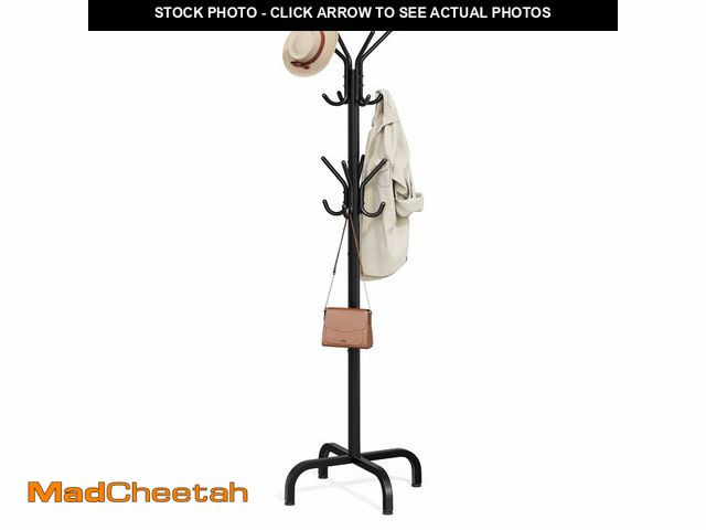 Lot 74-14481052 - SONGMICS Coat Rack Freestanding with 16 Hooks, Metal Coat Tree Stand with 4 Adjustable Feet, Clothes...