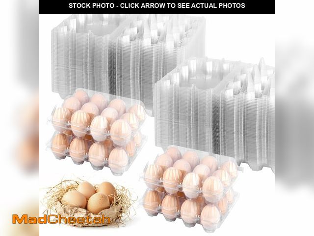 Lot 74-13967564 - ZHIGLMYD 100 Pack 12 Count Plastic Egg Cartons - Bulk Cheap Clear Reusable Egg Containers for Chicke...