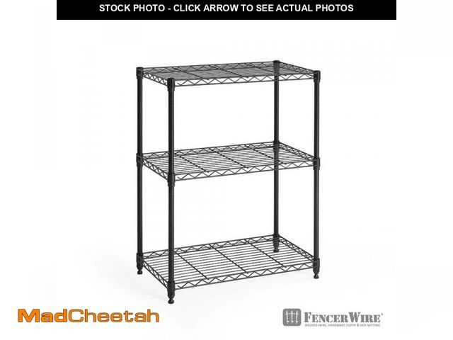 Lot 74-12365115 - Fencer Wire Black 3-Tier Adjustable Height Wire Welded Steel Garage Storage Shelving Unit (24 in. W ...