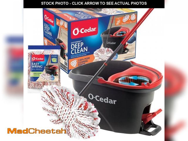 Lot 74-12492920 - O-Cedar EasyWring Deep Clean Microfiber Spin Mop w/ Bucket System, 1 Machine Washable Mop Head Refil...