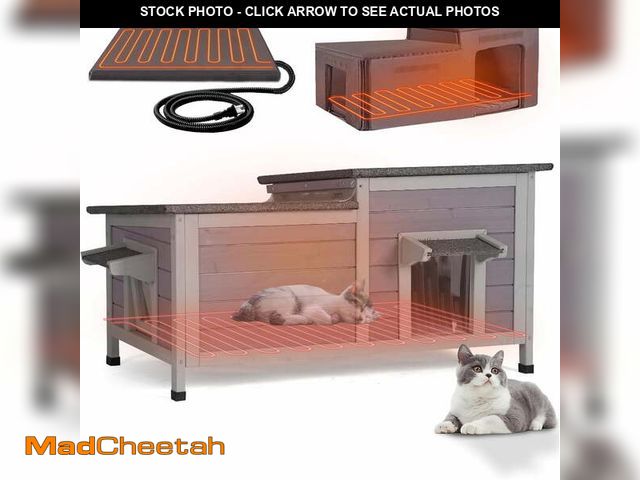 Lot 74-12938084 - Aivituvin Heated Cat House for Outside Outdoor Cat House Weatherproof Insulated Feral Cat Shelter wi...
