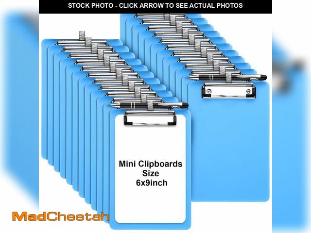 Lot 74-13718970 - Qilery 24 Pcs Bulk Mini Clipboards with Pen Holder Clip A5 Memo Clipboard 6x9 Small Plastic Clip Boa...
