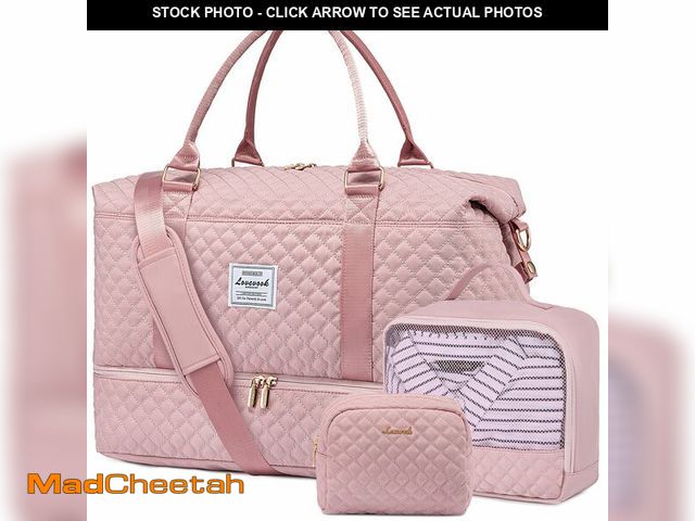 Lot 74-14061790 - LOVEVOOK Weekender Overnight Bag for Women, Large Travel Duffle Bag with Shoe Compartment &amp; Wet ...