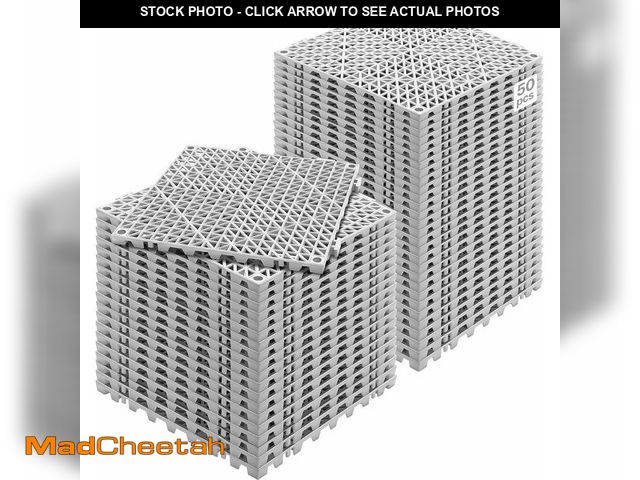 Lot 74-13041795 - VEVOR Modular Interlocking Cushion, 50 Pack 12" x 12" Splicing Drainage Mats, Soft PVC Interlocking ...