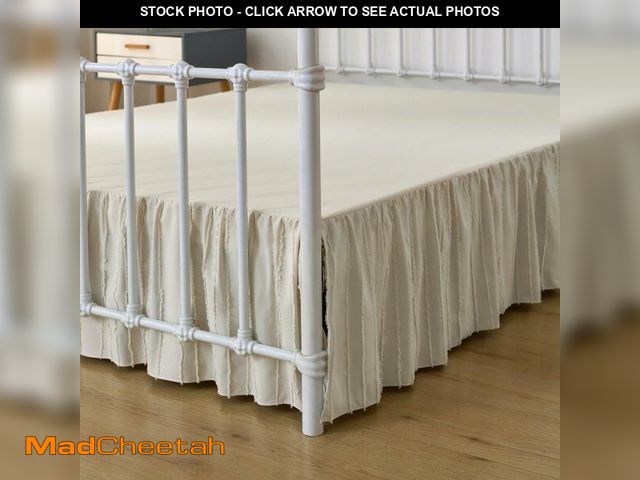 Lot 74-13470028 - Bed Skirt Twin Size, Ruffled Bed Skirt with Split Corners, 14 Inch Drop Boho Ruffle Bed Skirts with ...