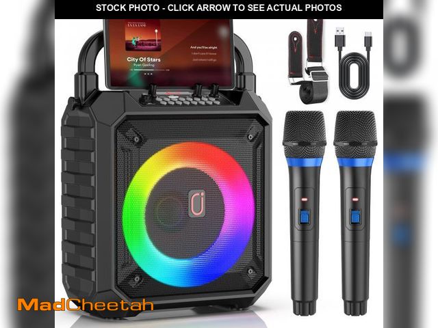 Lot 74-12437405 - HWWR Karaoke Machine for Adults &amp; Kids, Portable Bluetooth Karaoke Speaker with 2 Microphones &a...