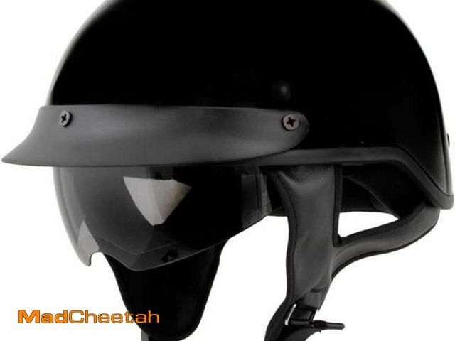 Lot 74-11942350 - Milwaukee Helmets MPH9719DOT Momentum DOT Black Half Face Motorcycle Bikers Helmet w/Drop Down Visor...