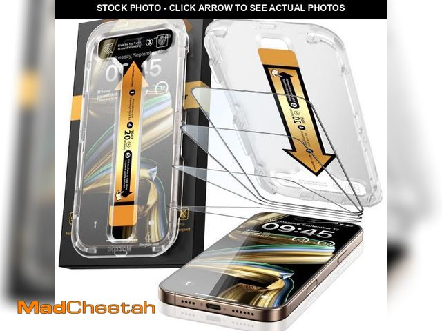 Lot 74-12128043 - MRGLAS 4-Pack Screen Protector for iPhone 16 Pro Max [9H+ Military-grade Aerospace Glass][Auto-Align...