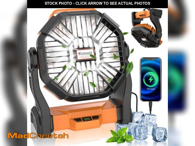 Lot 74-12330684 - Portable Camping Fan Rechargeable with LED Lantern - 20000mAh Cordless Battery Powered Fan, 4 Speed ...