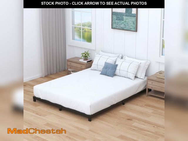 Lot 74-13765033 - Maenizi Low 3 inch Queen Bed Frame, Heavy Duty Metal Platform Low Bed Frame Queen Size, No Box Sprin...