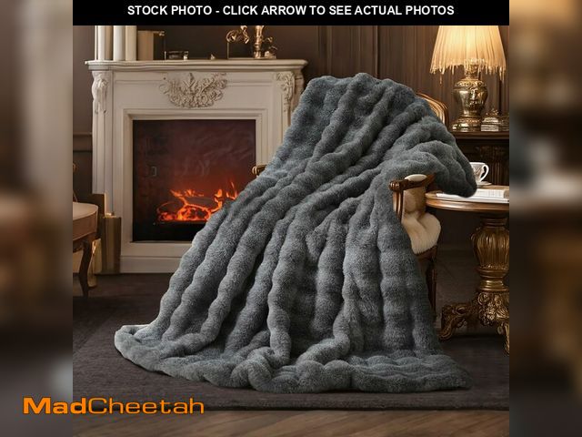 Lot 74-12600201 - AmÃÂ©lie Home Faux Fur Throw Blanket for Couch, Fuzzy Cozy Soft Fluffy Fur Luxurious Soft Bubble Bl...