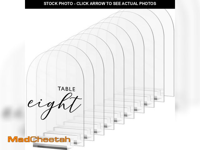 Lot 74-14263932 - 5x7 Inch Clear Arch Acrylic Sign with Stand-10 Pack Clear Blank Arched Acrylic Sheets with Holder, D...